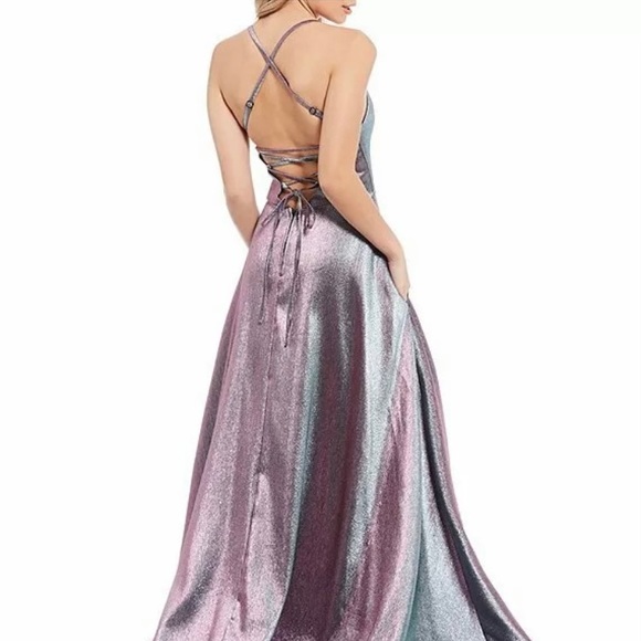 Xtraodinary PINK/TEAL Metallic Gown - Picture 2 of 4